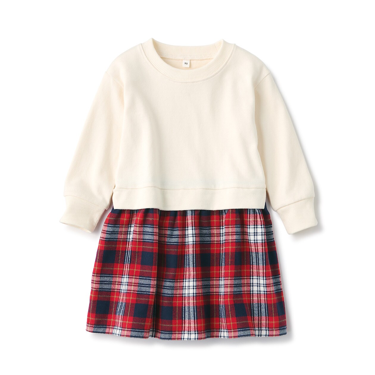 インド綿 フランネル切り替えワンピース ベビー ベビー１００ アイボリー 通販 無印良品