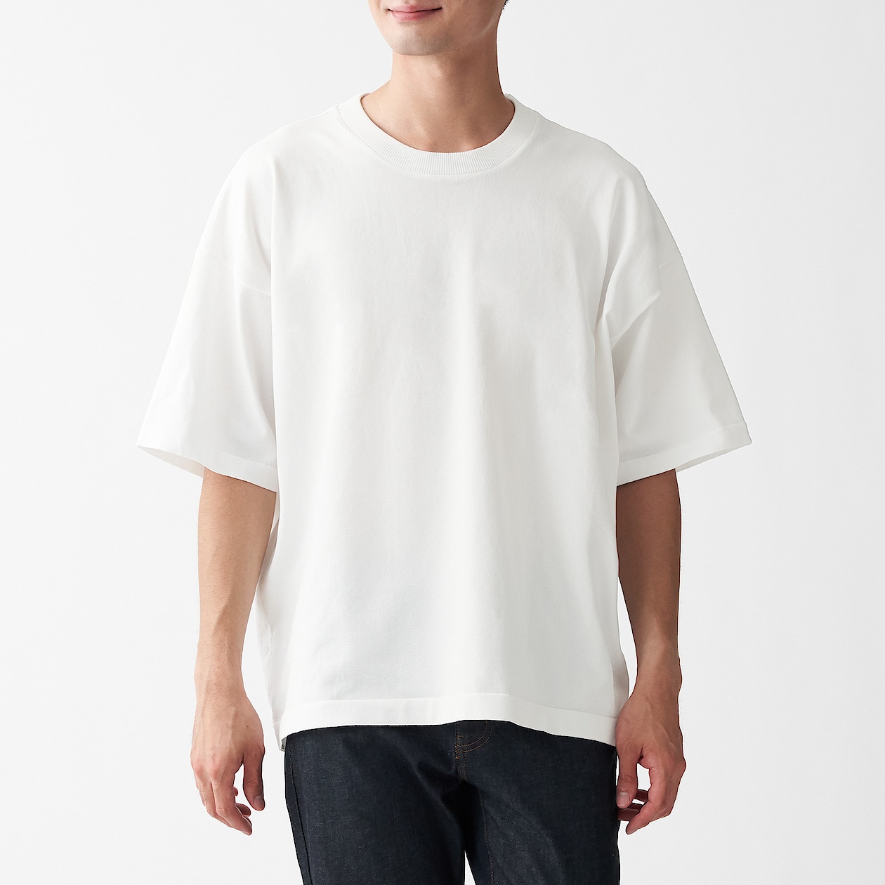 丈夫で洗えるニットｔシャツ ｓ ｍ 白 ｔシャツ カットソー シャツ 半袖 紳士 メンズ 通販 無印良品