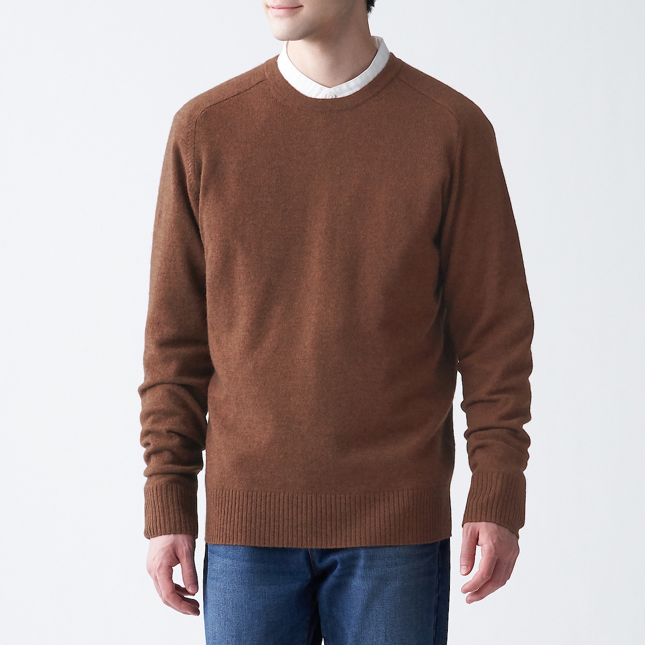 ヤク混ウールクルーネックセーター 紳士ｌ スモーキーオレンジ セーター ニット 紳士 メンズ 通販 無印良品