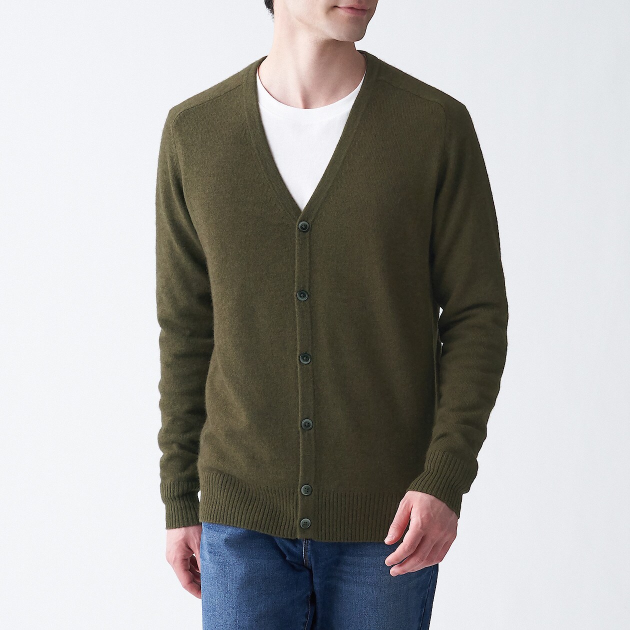 ヤク混ウールカーディガン 欧米サイズ 紳士ｓ カーキグリーン 海外サイズ 大きいサイズ 紳士服 メンズウェア 通販 無印良品