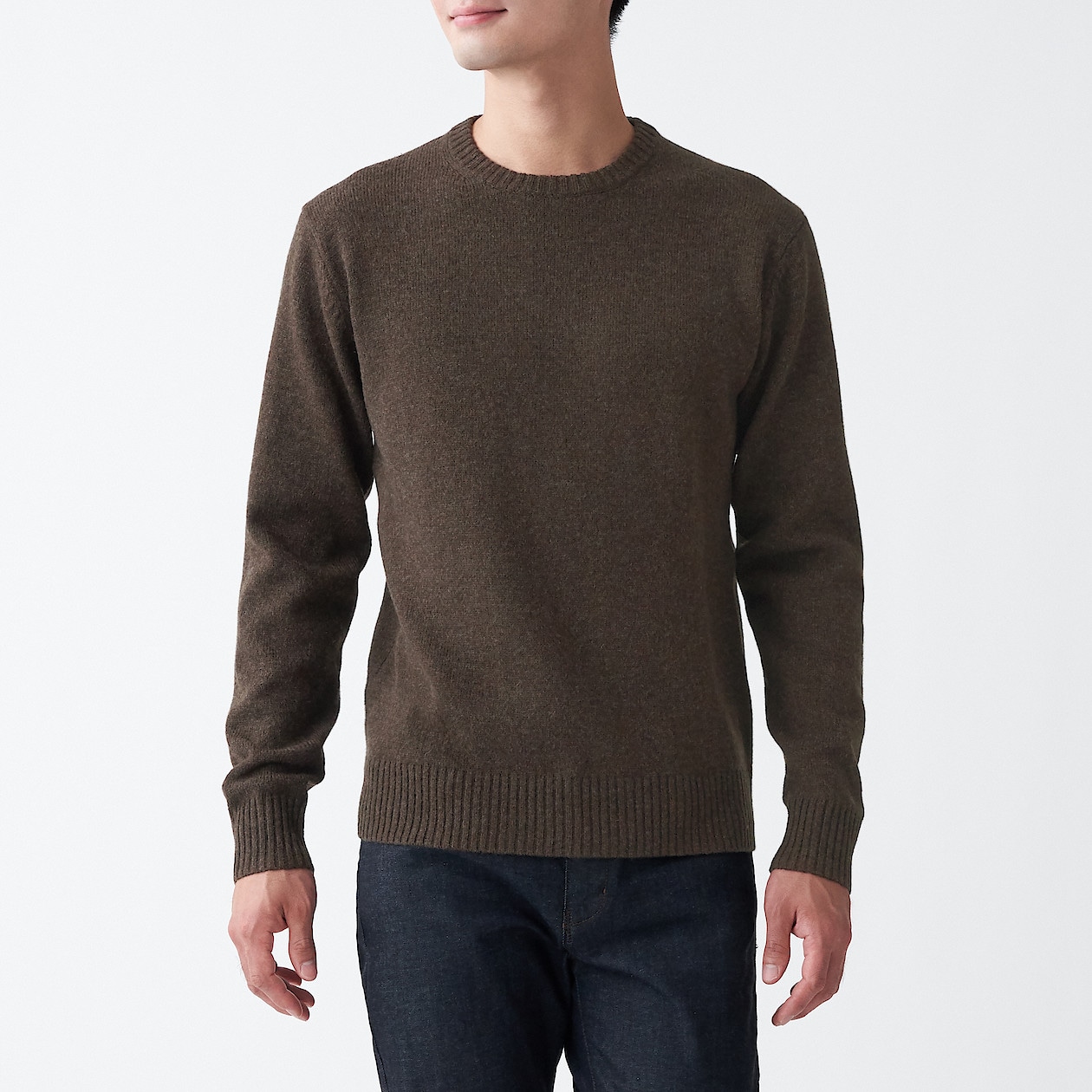 メリノウールミドルゲージクルーネックセーター 紳士ｘｘｌ スモーキーブラウン セーター ニット 紳士 メンズ 通販 無印良品