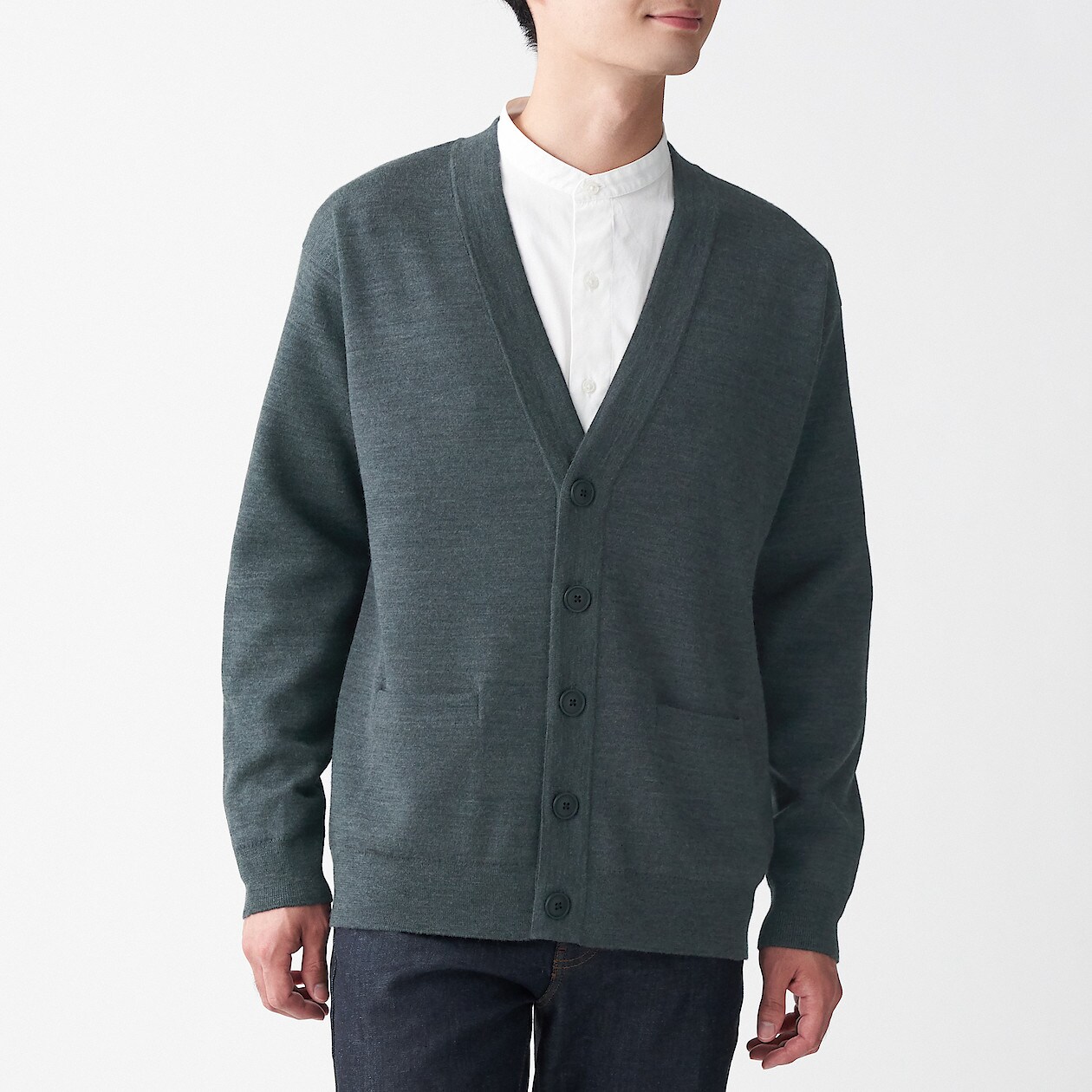 ウール混ダブルフェイスカーディガン 欧米サイズ 紳士ｓ チャコールグレー 海外サイズ 紳士 メンズ 通販 無印良品