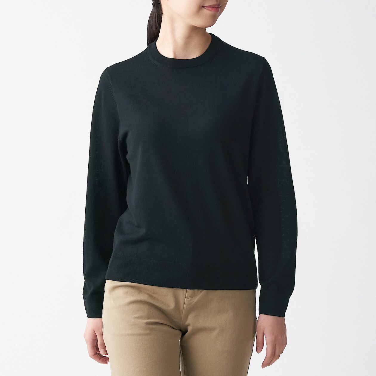 ウールシルク 洗えるクルーネックセーター 婦人ｓ 黒 セーター ニット 婦人 レディース 通販 無印良品