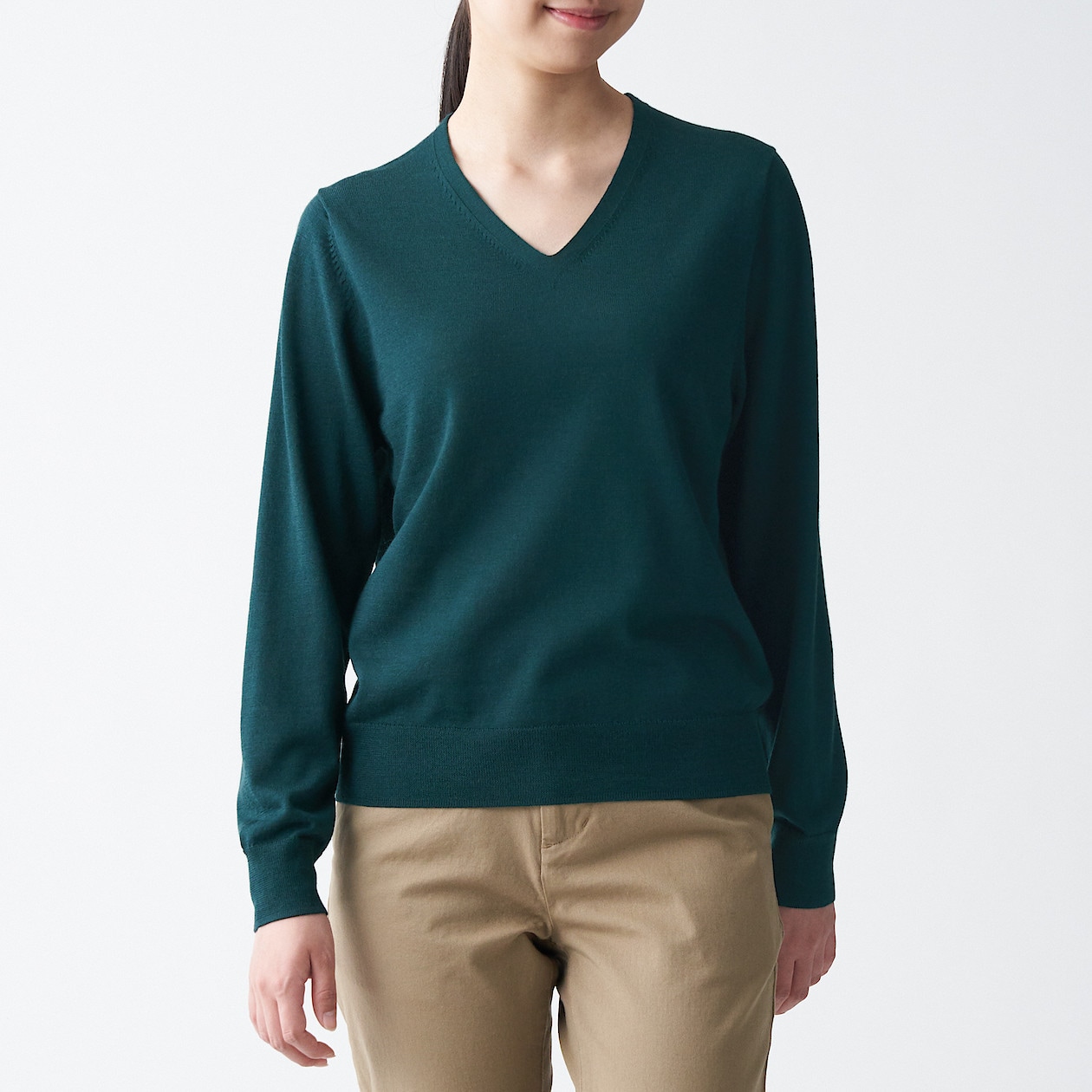 ウールシルク 洗えるｖネックセーター 婦人ｘｓ グリーン アウトレット 婦人 トップス 通販 無印良品