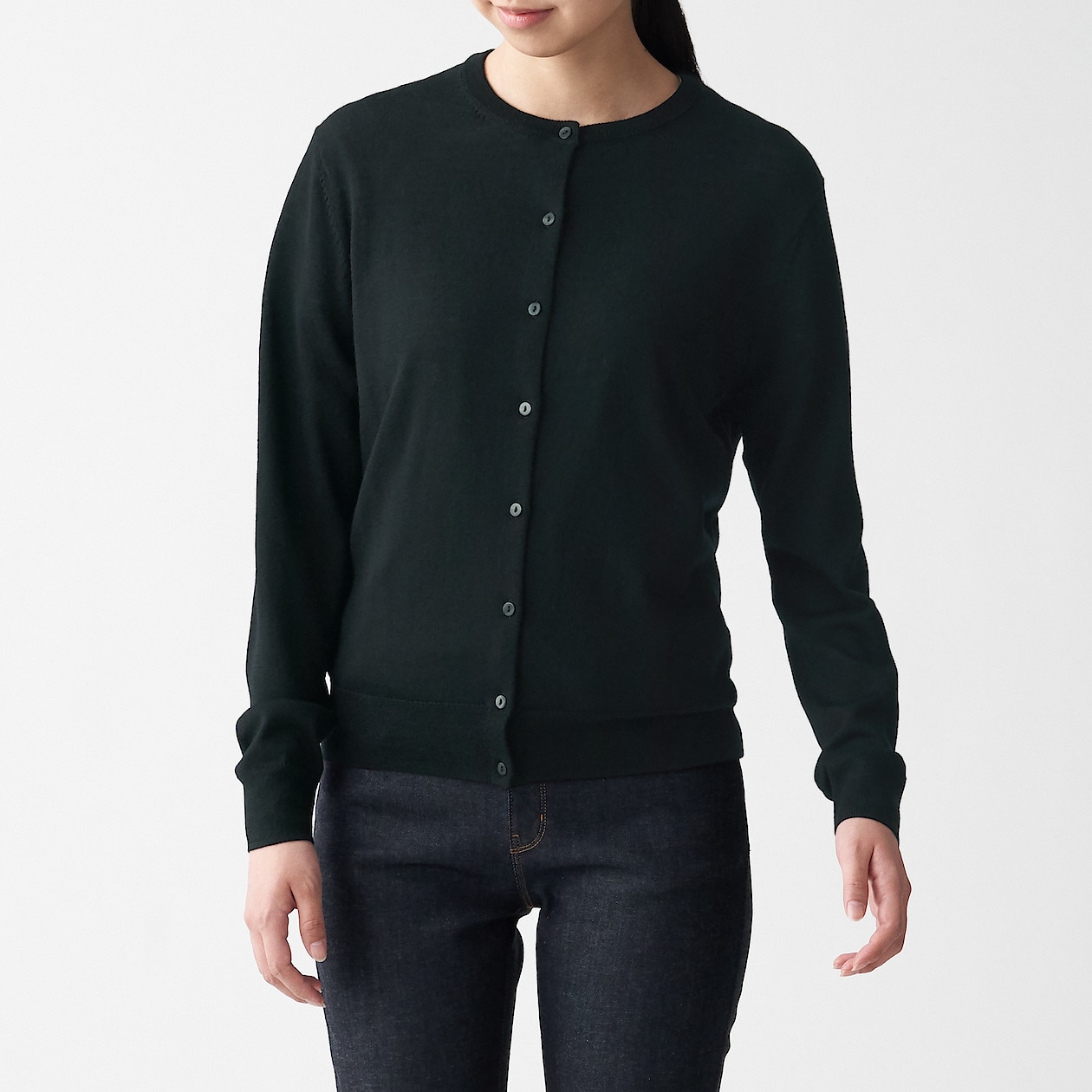 ウールシルク 洗えるクルーネックカーディガン 婦人ｘｓ 黒 カーディガン 婦人 レディース 通販 無印良品