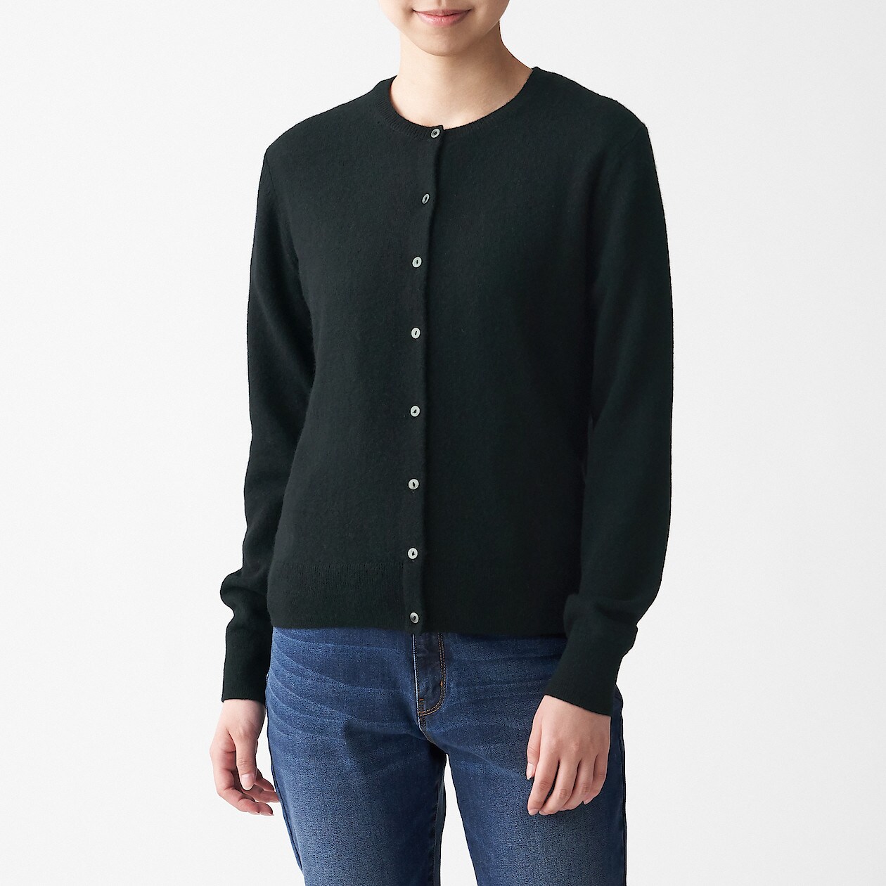 ヤク混ウール クルーネックカーディガン 婦人ｌ 黒 カーディガン 婦人 レディース 通販 無印良品