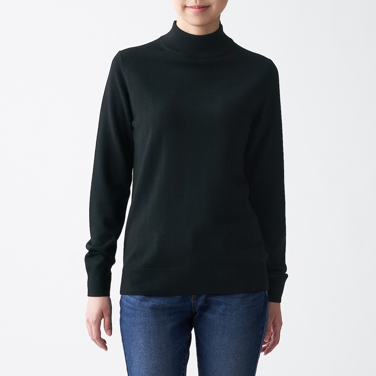 首のチクチクを抑えた天竺 ハイネック洗えるセーター 婦人ｍ 黒 セーター ニット 婦人 レディース 通販 無印良品