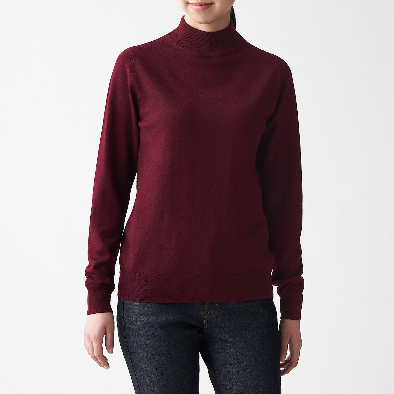 首のチクチクを抑えた天竺 ハイネック洗えるセーター 婦人ｓ ワインレッド セーター ニット 婦人 レディース 通販 無印良品