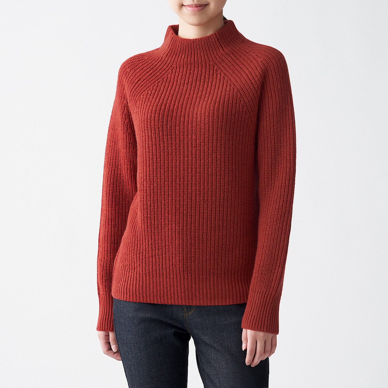 ヤク入りウール 畦編みモックネックセーター 婦人ｍ 赤 セーター ニット 婦人 レディース 通販 無印良品