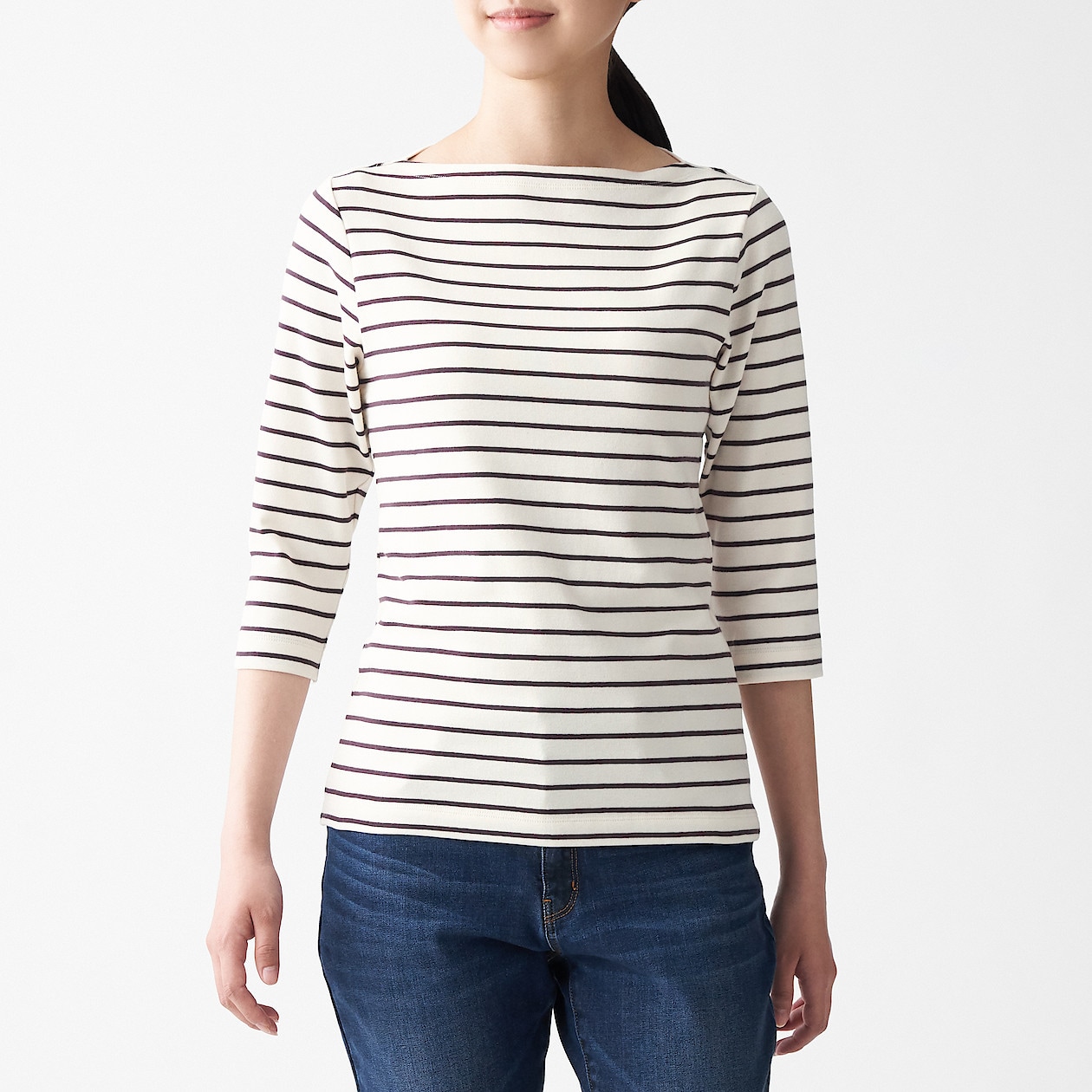 ストレッチフライス編みボートネック七分袖tシャツ ボーダー 婦人xs ボルドー ボーダー tシャツ カットソー 長袖 七分袖 婦人 レディース 通販 無印良品 ストレッチフライス編みボートネック七分袖tシャツ ボーダー 婦人xs ボルドー ボーダー tシャツ カットソー 長袖 七分袖 婦人 レディース 通販 無印良品