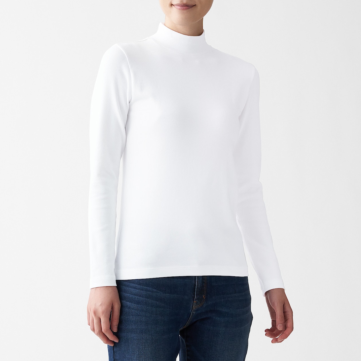 ストレッチフライス編みハイネックｔシャツ 婦人ｍ 白 通販 無印良品