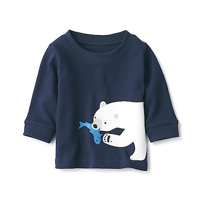 インド綿甘撚りプリント長袖ｔシャツ ベビー ハイハイ期７０ ホッキョクグマ ハイハイ期 通販 無印良品