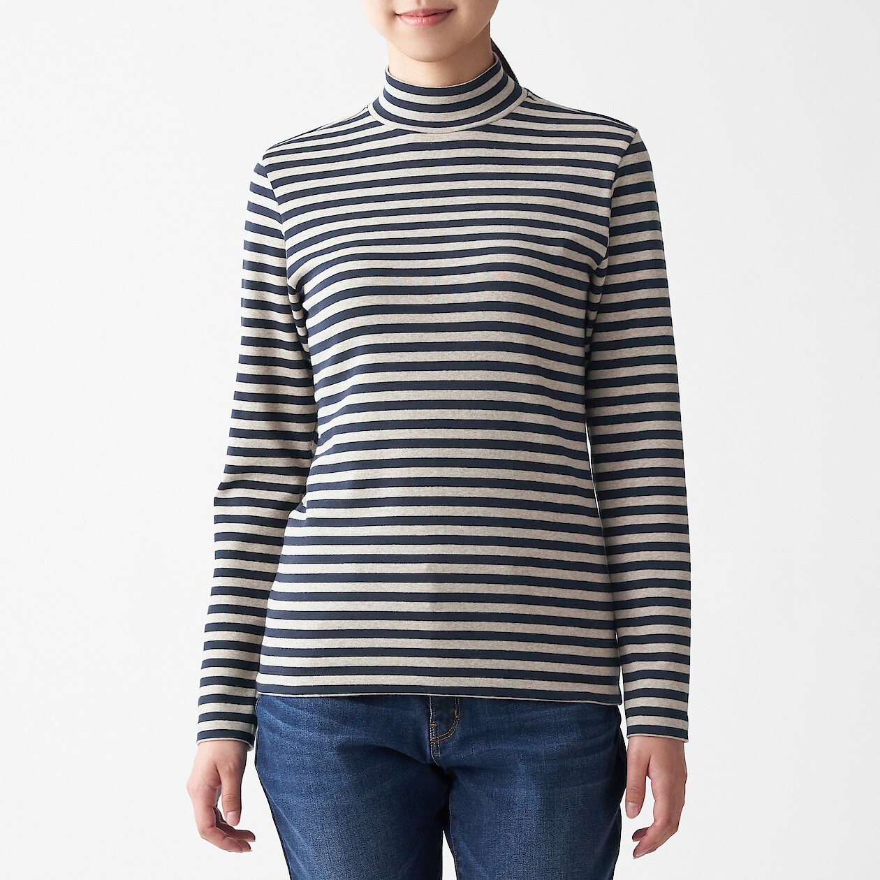 ストレッチフライス編みハイネックｔシャツ ボーダー 欧米サイズ 婦人ｘｓ ベージュ ボーダー 海外サイズ 婦人 レディース 通販 無印良品