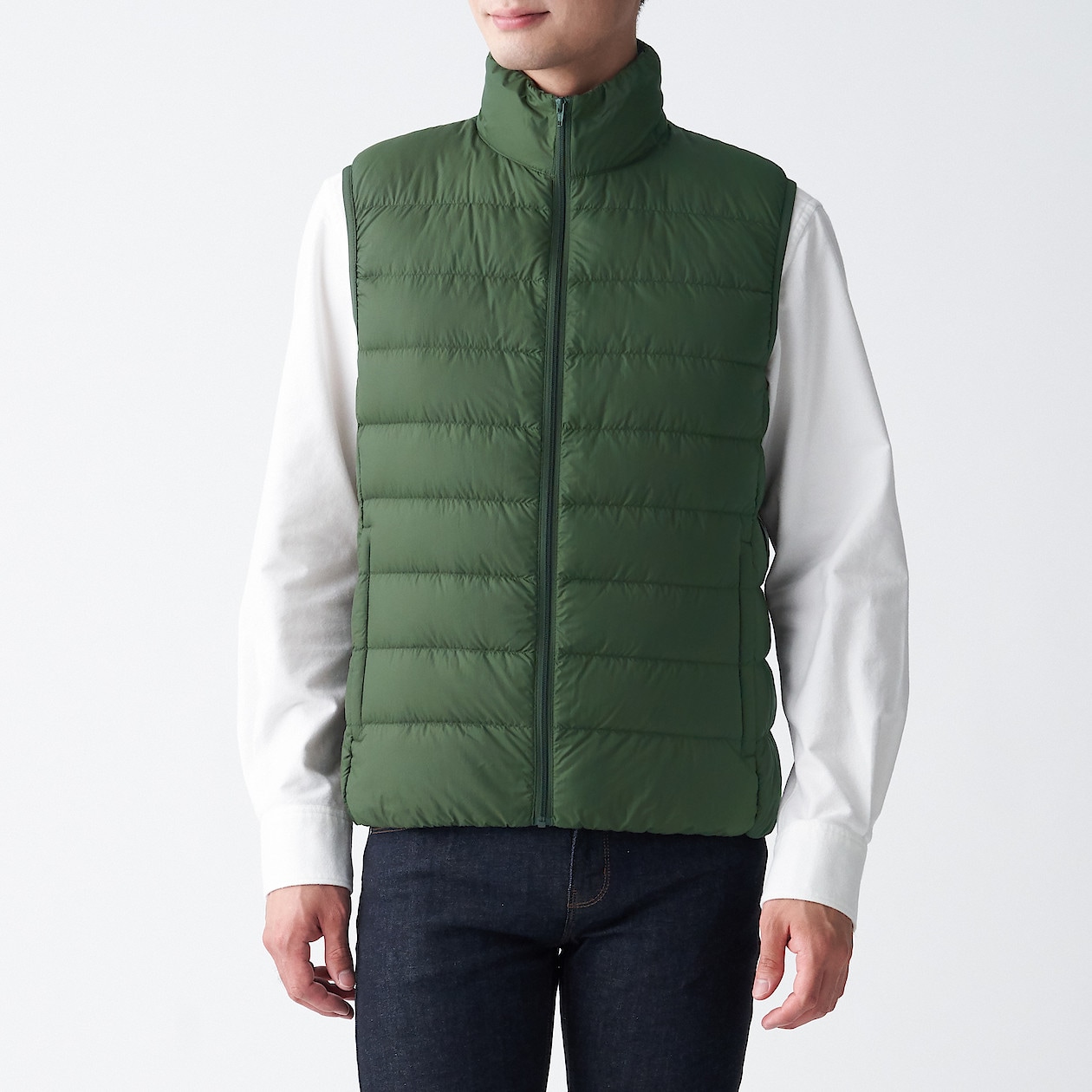 軽量 ポケッタブルスタンドカラーダウンベスト 紳士ｌ ダークグリーン ジャケット コート 紳士 メンズ 通販 無印良品