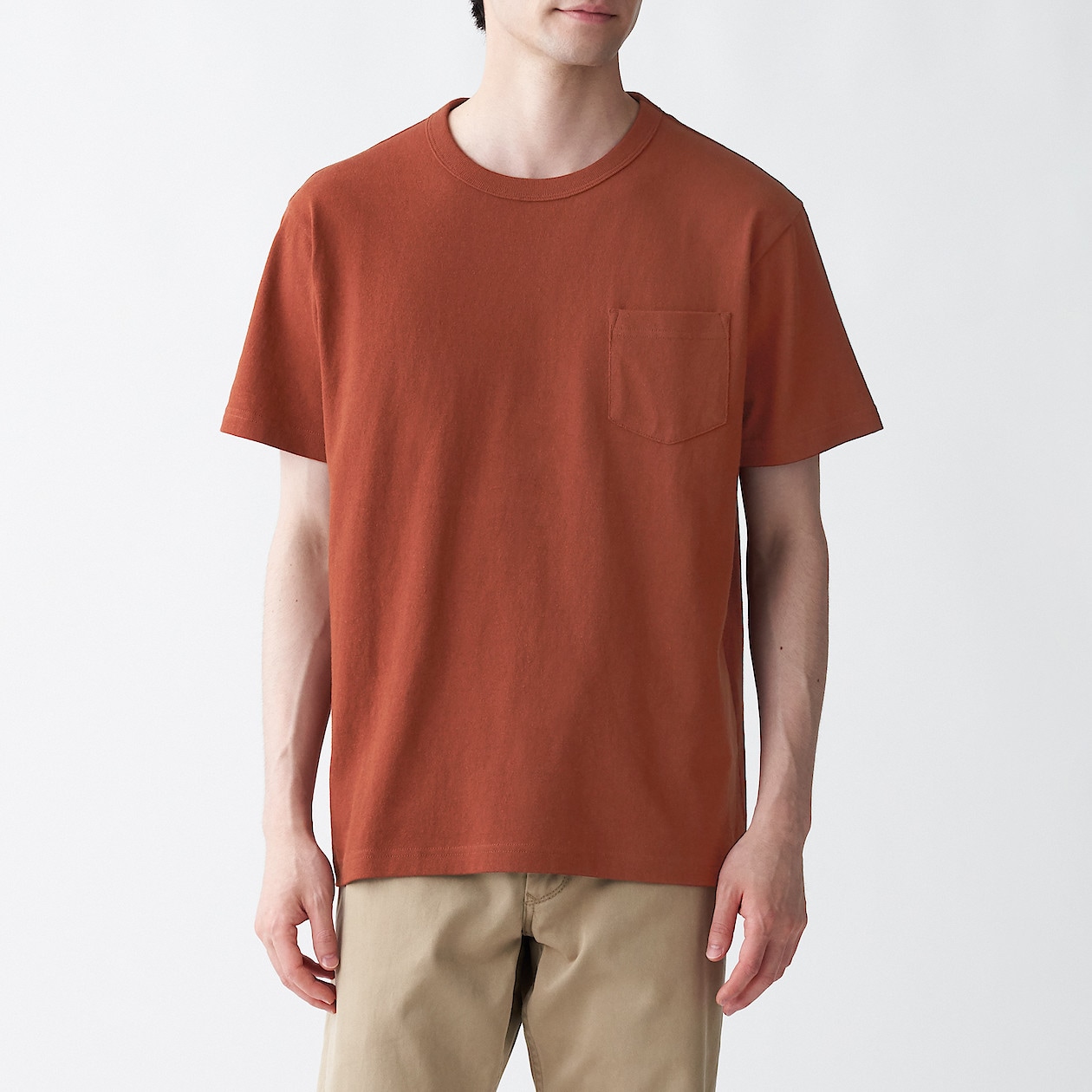 太番手天竺編みポケット付tシャツ 紳士l ダークオレンジ tシャツ カットソー 半袖 紳士 メンズ 通販 無印良品 太番手天竺編みポケット付tシャツ 紳士l ダークオレンジ tシャツ カットソー 半袖 紳士 メンズ 通販 無印良品