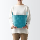 ポリプロピレン　梱包用バンド　手編みバスケット　中　ブルー