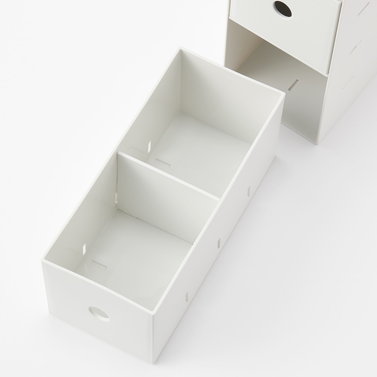 【パーツ】ポリプロピレン小物収納ボックス３段用・仕切板　ホワイトグレー