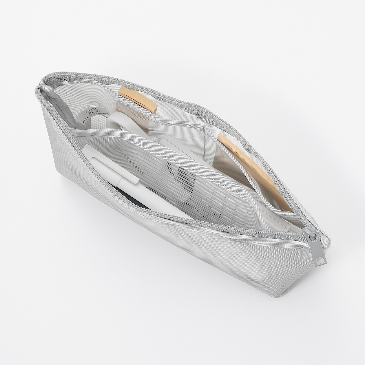 ナイロンメッシュペンケース マチ付 約幅１７ 高さ１０ マチ５ｃｍ グレー バッグインバッグ 小物ケース ペンケース カードケース 通販 無印良品