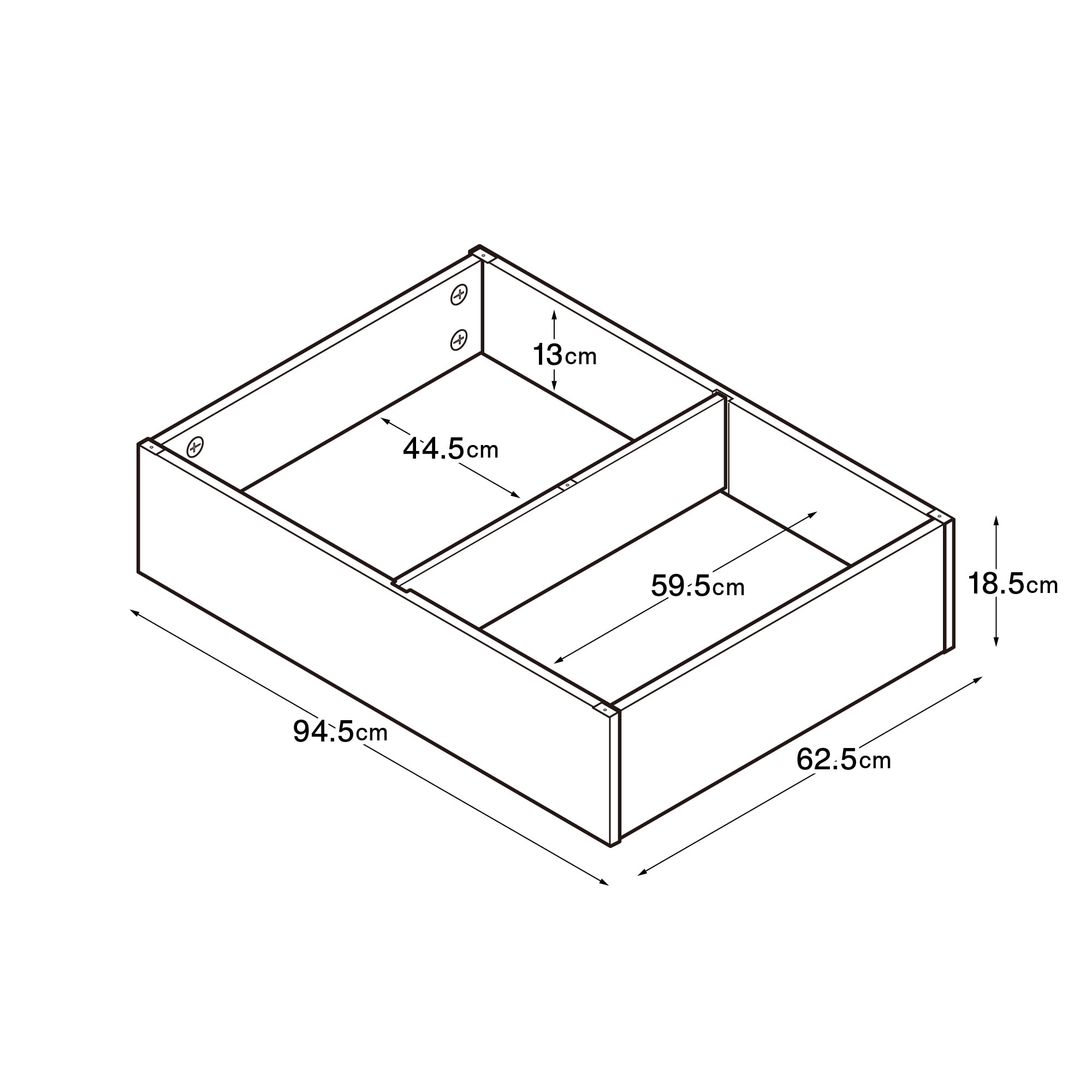 木製ベッド用下収納ボックス仕切り付き