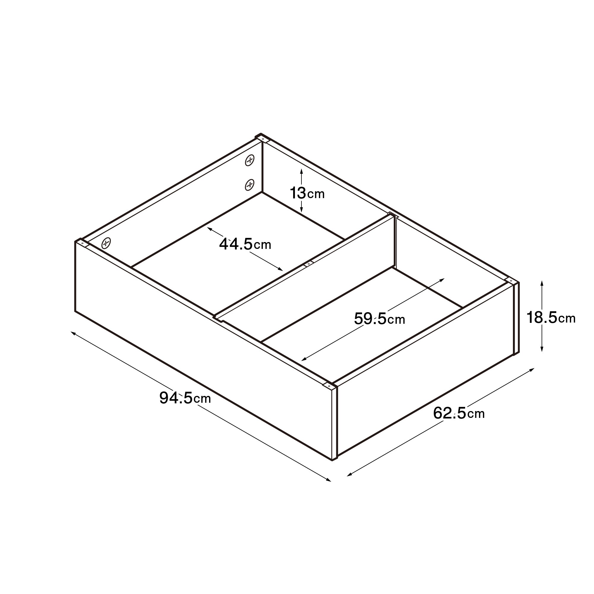 木製ベッド用下収納ボックス仕切り付き