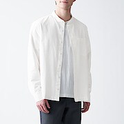 フレンチリネン洗いざらしスタンドカラーシャツ 紳士ｌ ダークネイビー チェック シャツ ワイシャツ 長袖 紳士 メンズ 通販 無印良品