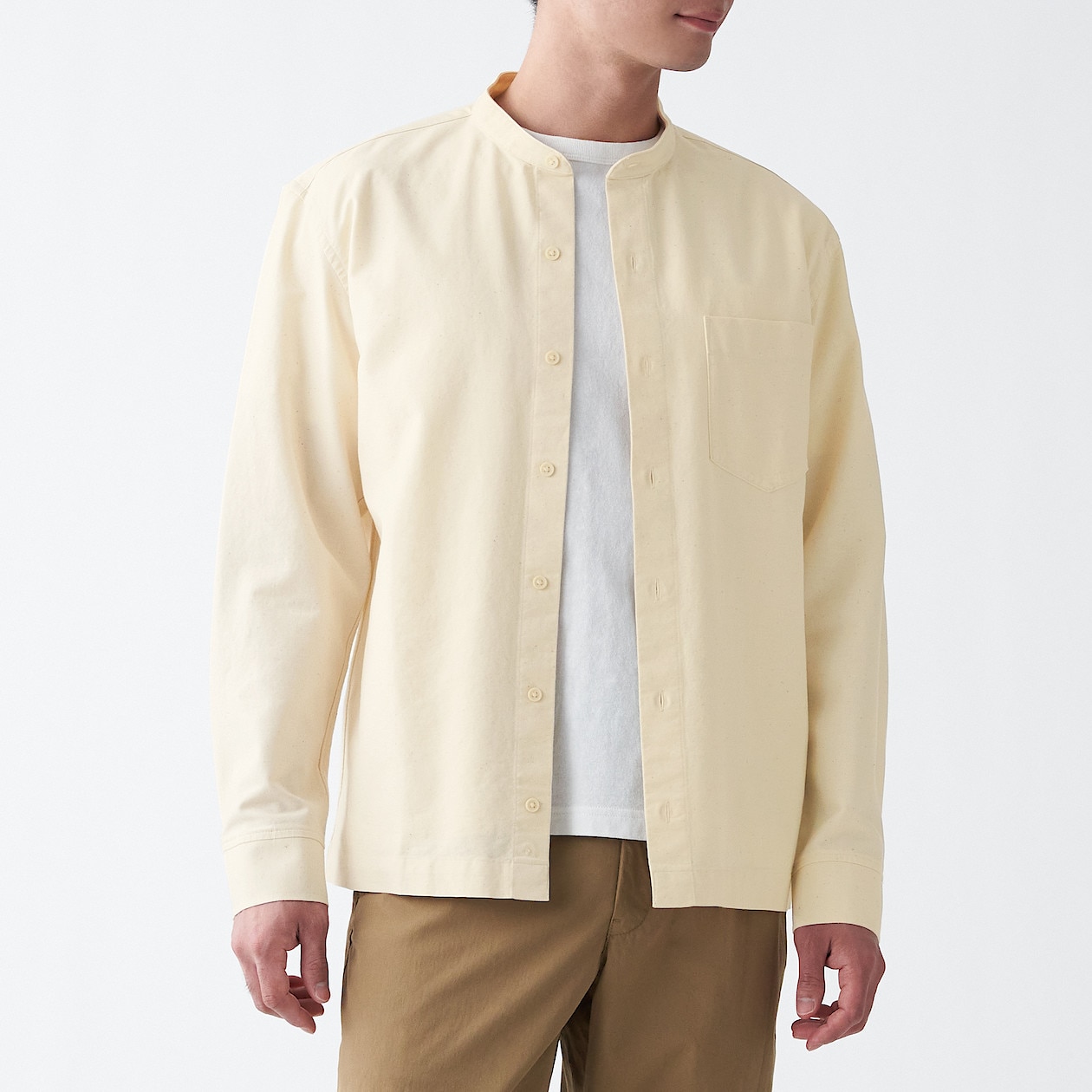 洗いざらしオックススタンドカラーシャツ 紳士ｘｓ 生成 アウトレット トップス 紳士 メンズ 通販 無印良品
