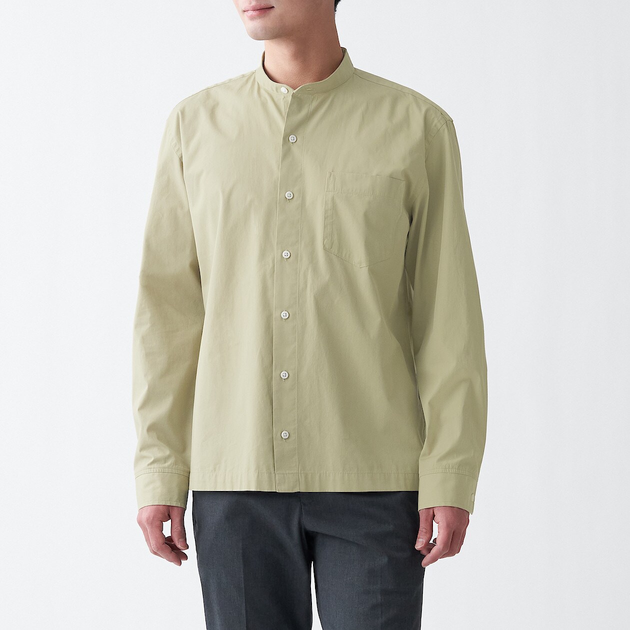 洗いざらしブロードスタンドカラーシャツ 紳士ｍ ライトグリーン シャツ 紳士 メンズ 通販 無印良品