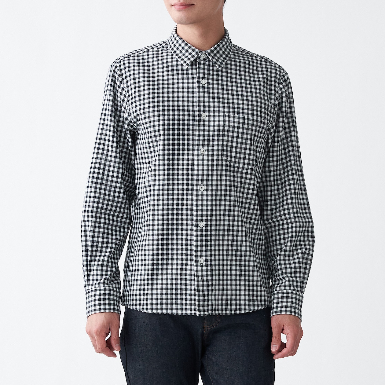 インド綿二重ガーゼシャツ 紳士ｘｌ 白チェック シャツ ワイシャツ 長袖 紳士 メンズ 通販 無印良品