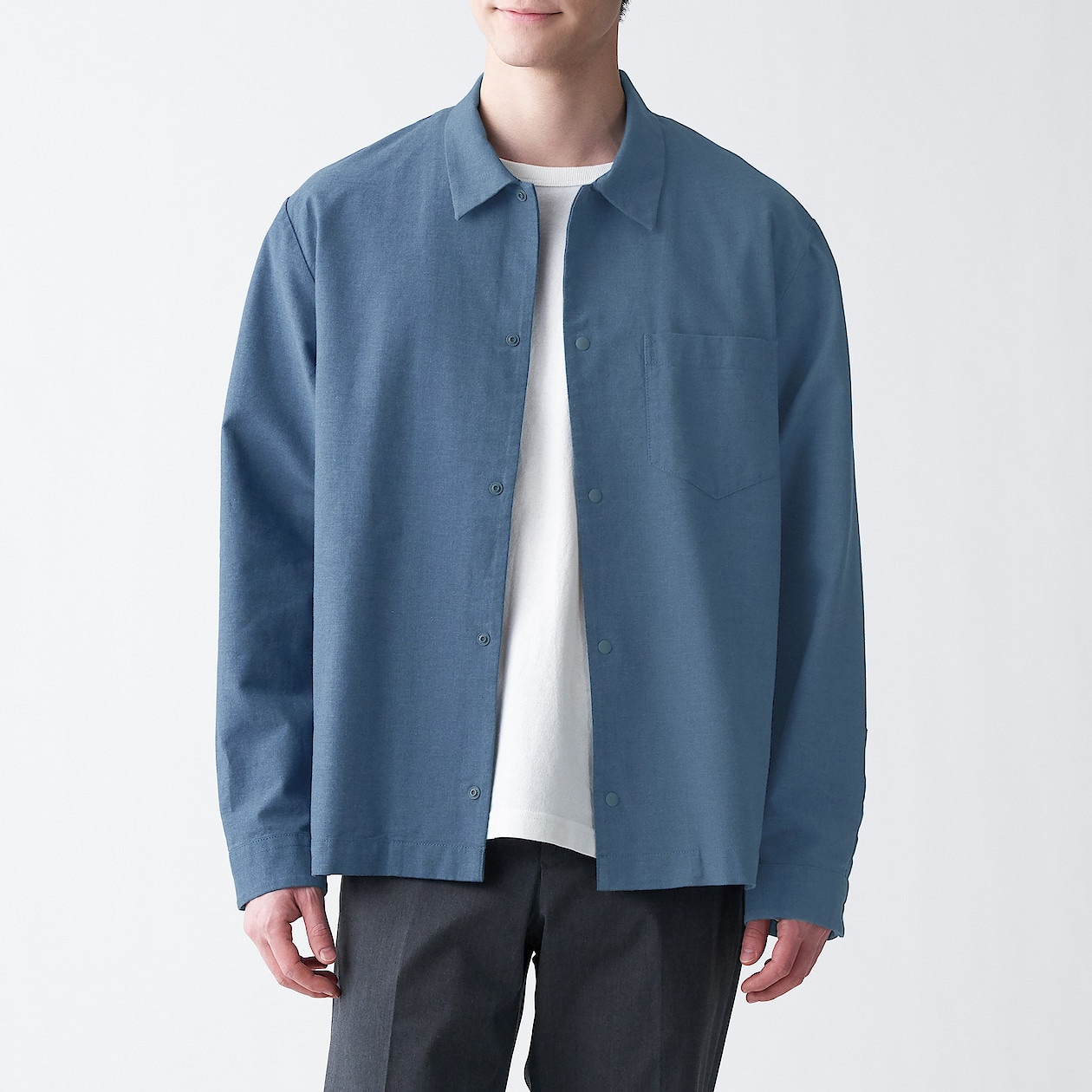 洗いざらしオックスボックスシルエットシャツ 紳士ｍ スモーキーブルー シャツ ワイシャツ 長袖 紳士 メンズ 通販 無印良品