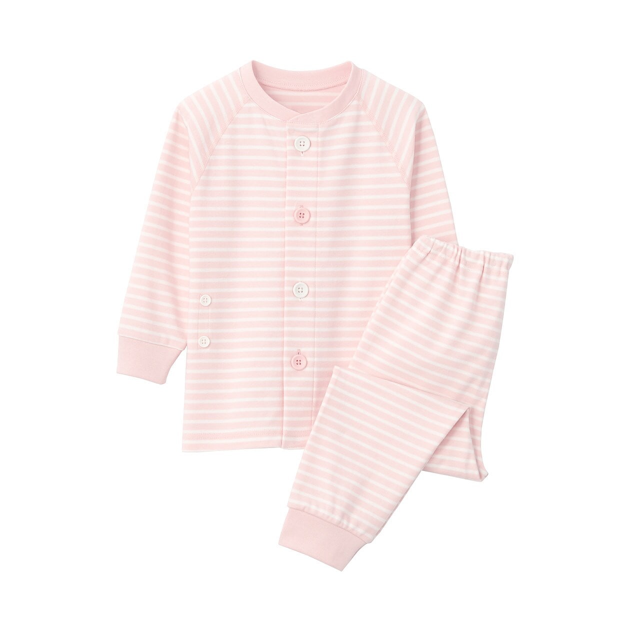 脇に縫い目のない カットソー お着替えパジャマ ベビー１００ １１０ ピンクボーダー ベビーパジャマ 通販 無印良品