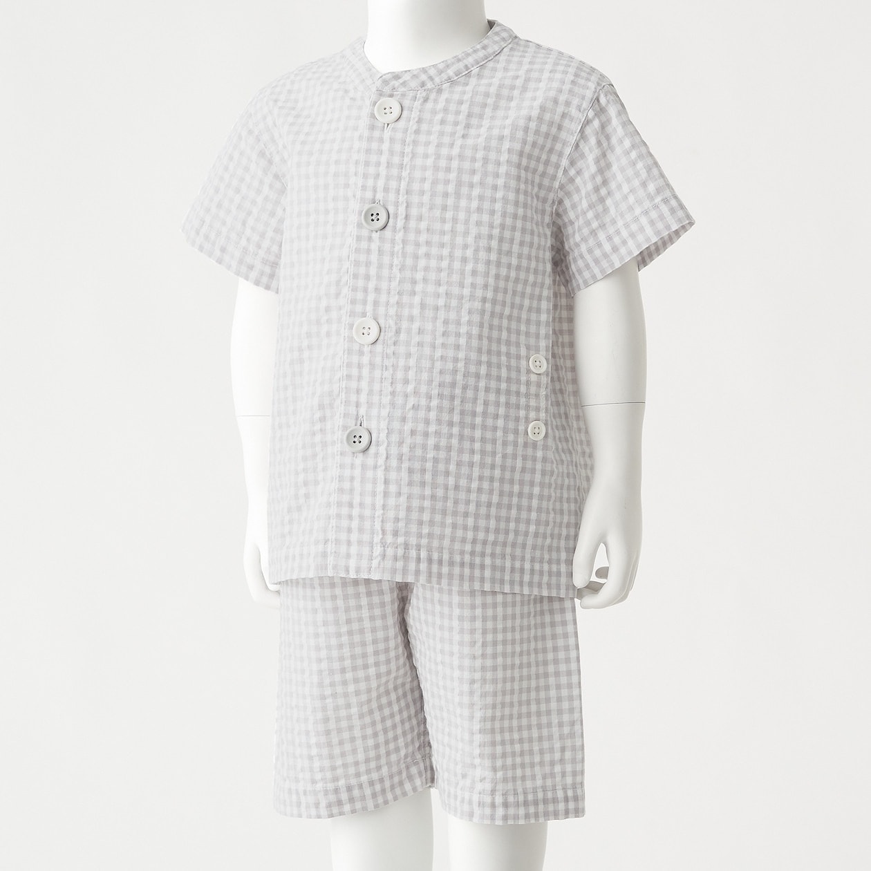 脇に縫い目のない サッカーお着替え半袖パジャマ（ハーフパンツ） ベビー８０～９０・グレーチェック | パジャマ｜ベビー・キッズ 通販 | 無印良品