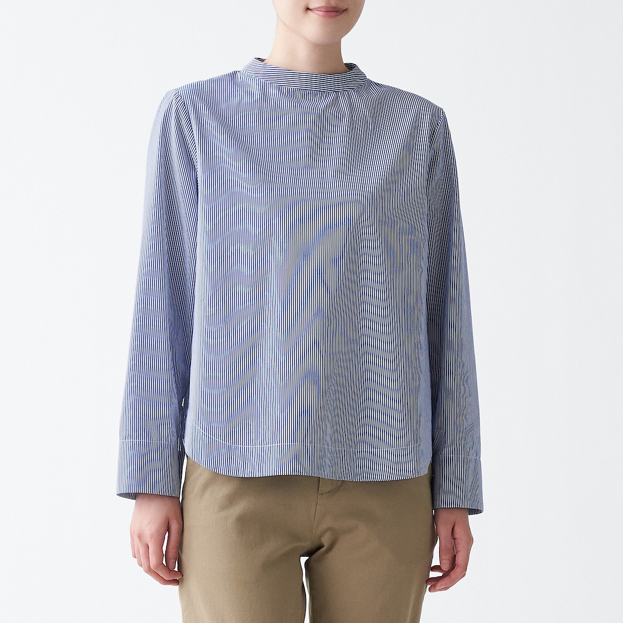 洗いざらしブロードブラウス 婦人ｘｌ ネイビーストライプ シャツ ブラウス 長袖 婦人 レディース 通販 無印良品