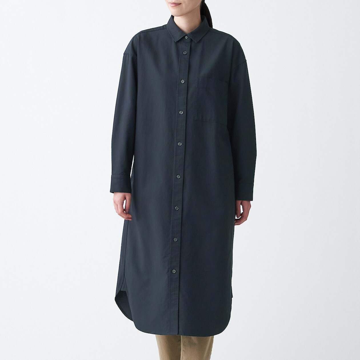 洗いざらしオックスシャツワンピース 婦人ｘｓ ｓ ダークグレー ワンピース チュニック 婦人 レディース 通販 無印良品