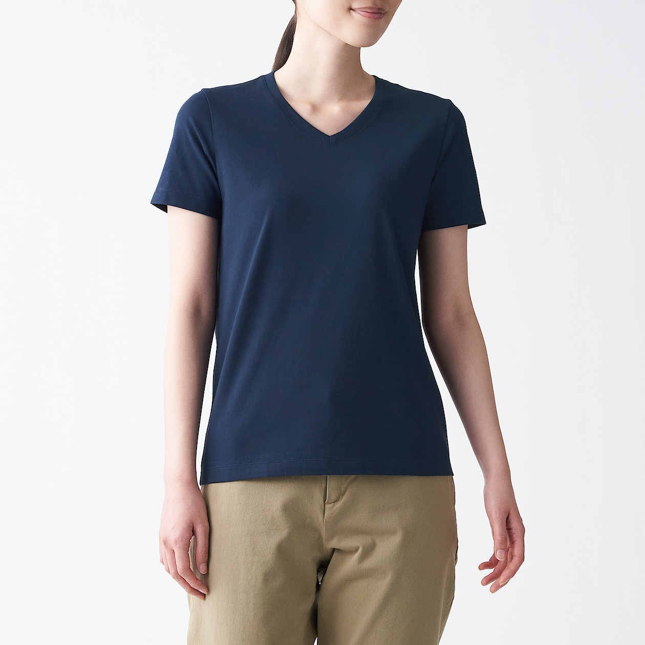 インド綿天竺編みｖネックｔシャツ 婦人ｓ ダークネイビー Tシャツ カットソー 半袖 婦人 レディース 通販 無印良品