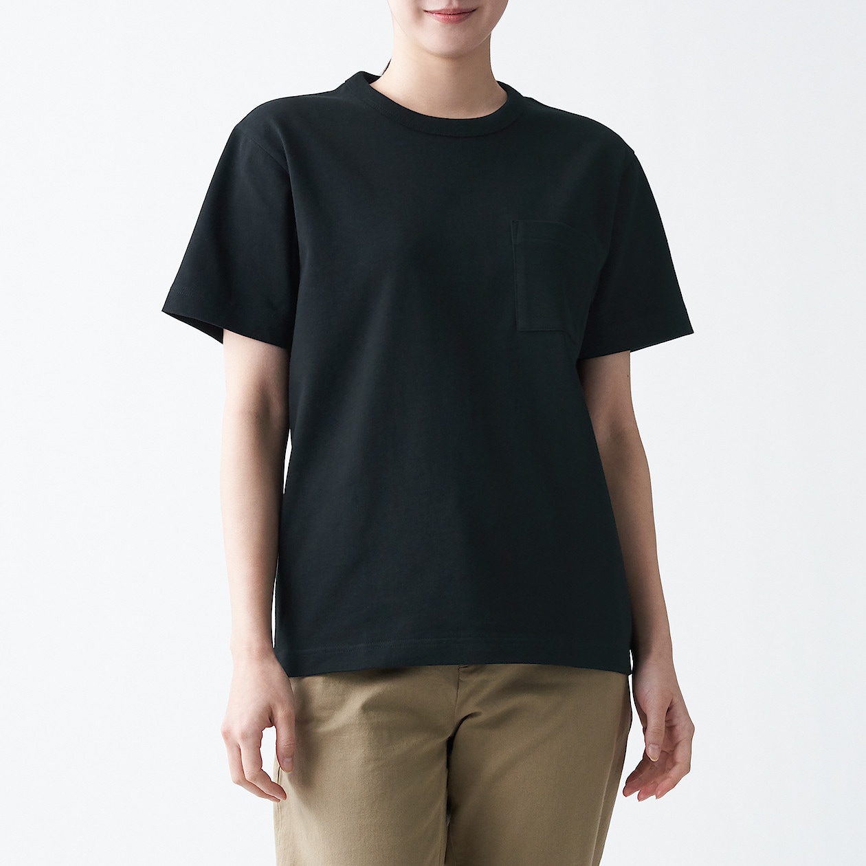 太番手天竺編みクルーネックtシャツ 婦人s 黒 Tシャツ カットソー 半袖 婦人 レディース 通販 無印良品 太番手天竺編みクルーネックtシャツ 婦人s 黒 Tシャツ カットソー 半袖 婦人 レディース 通販 無印良品