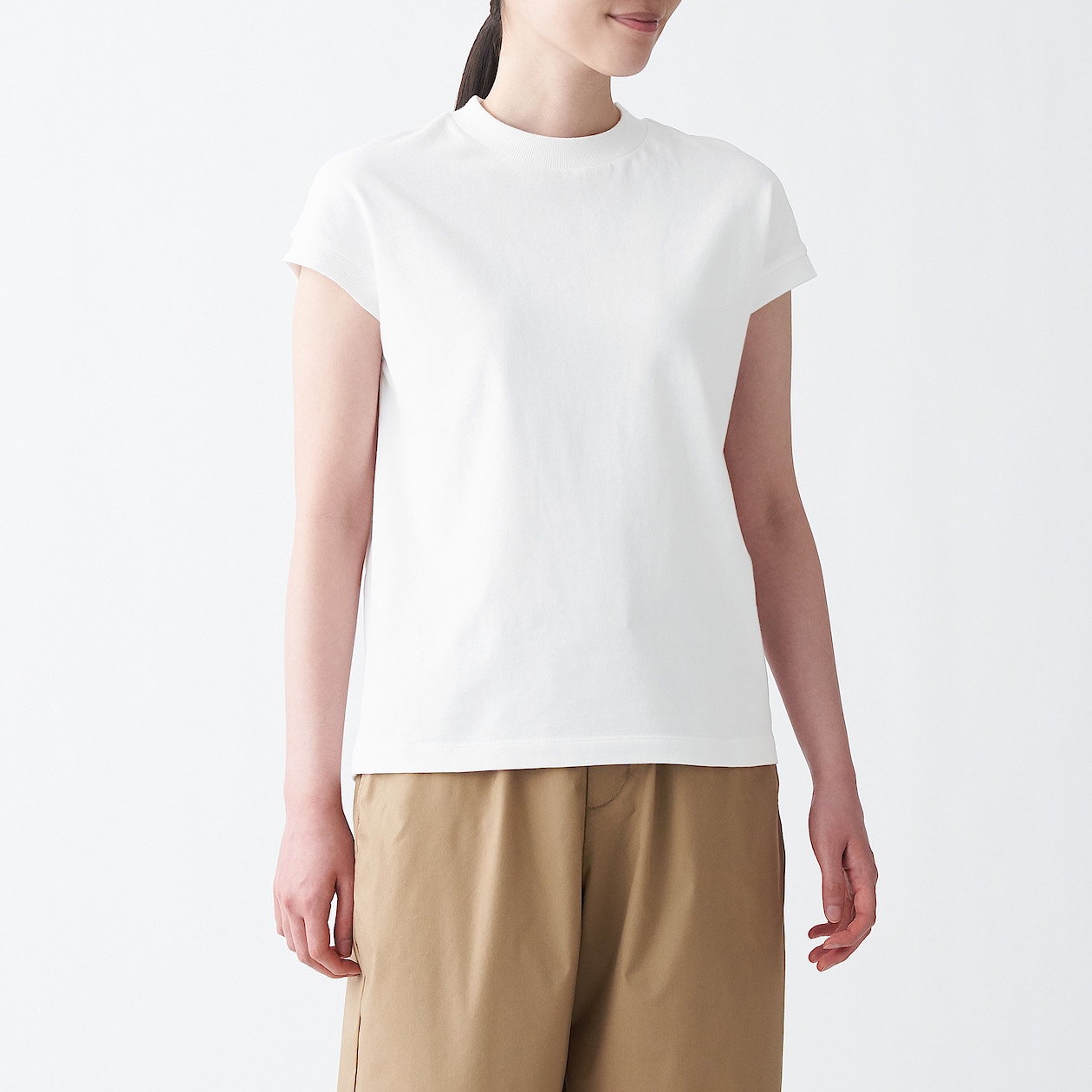 太番手天竺編みフレンチスリーブｔシャツ 婦人ｌ 白 Tシャツ カットソー 半袖 婦人 レディース 通販 無印良品