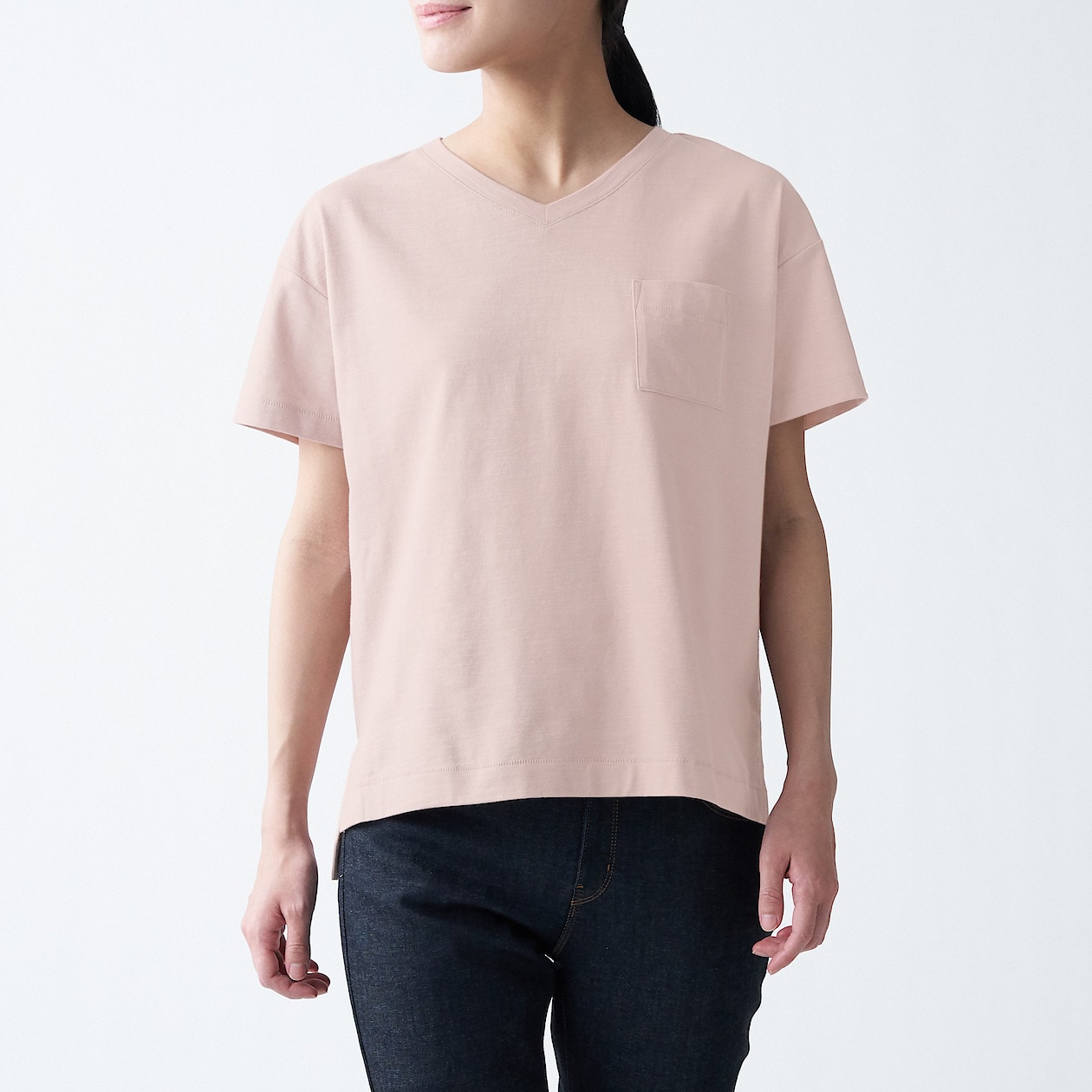 ムラ糸天竺編みｖネックｔシャツ 婦人ｍ ライトピンク Tシャツ カットソー 半袖 婦人 レディース 通販 無印良品
