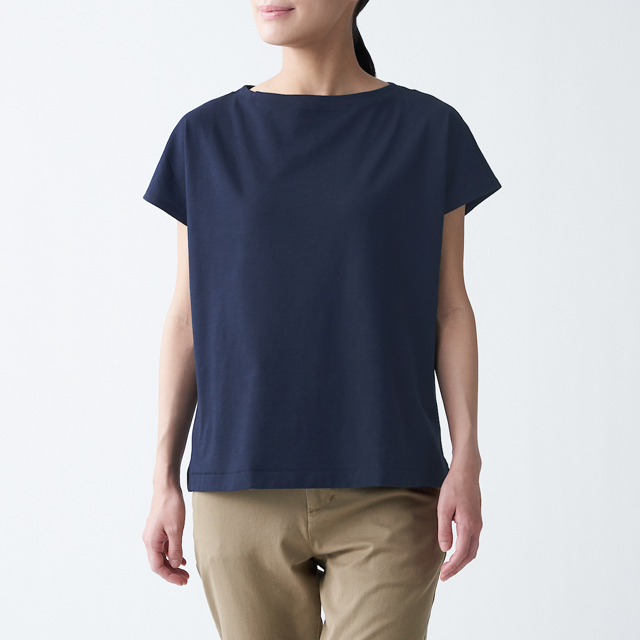 ムラ糸天竺編みフレンチスリーブtシャツ 婦人m ネイビー Tシャツ カットソー 半袖 婦人 レディース 通販 無印良品