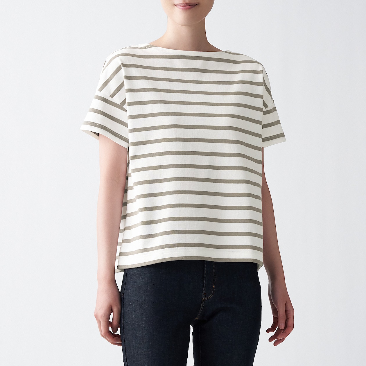 太番手天竺編みボートネックｔシャツ 婦人ｍ ｌ ライトベージュ柄 Tシャツ カットソー 半袖 婦人 レディース 通販 無印良品
