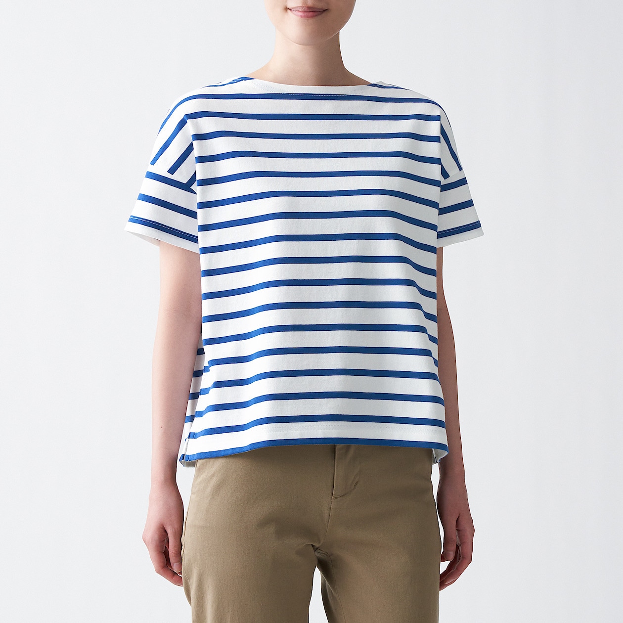 太番手天竺編みボートネックtシャツ 婦人m l ブルー柄 Tシャツ カットソー 半袖 婦人 レディース 通販 無印良品 太番手天竺編みボートネックtシャツ 婦人m l ブルー柄 Tシャツ カットソー 半袖 婦人 レディース 通販 無印良品