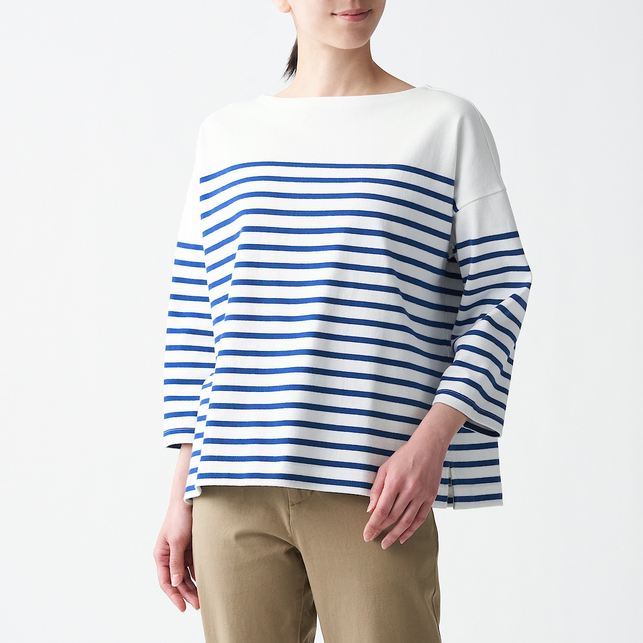 太番手天竺編みボートネック七分袖tシャツ パネル 婦人m l ブルーボーダー tシャツ カットソー 長袖 七分袖 婦人 レディース 通販 無印良品 太番手天竺編みボートネック七分袖tシャツ パネル 婦人m l ブルーボーダー tシャツ カットソー 長袖 七分袖 婦人 レディース 通販 無印良品