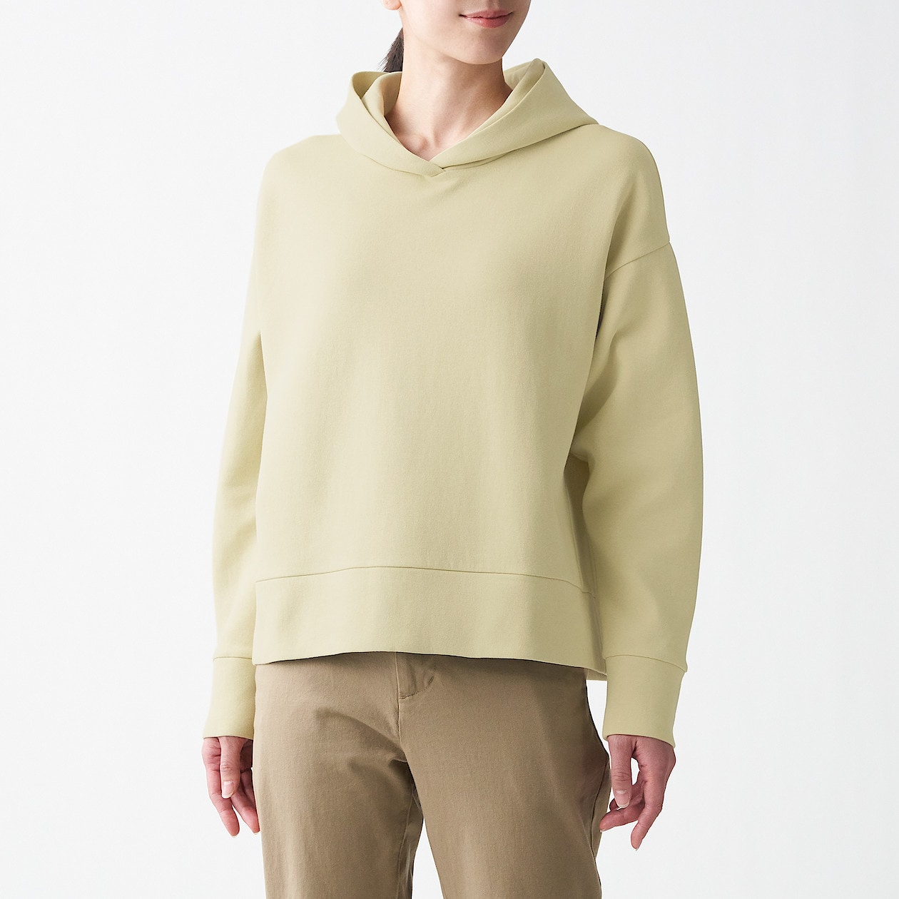 インド綿混二重編みプルオーバーパーカー 婦人ｍ ｌ ペールグリーン ｔシャツ カットソー 長袖 七分袖 婦人 レディース 通販 無印良品