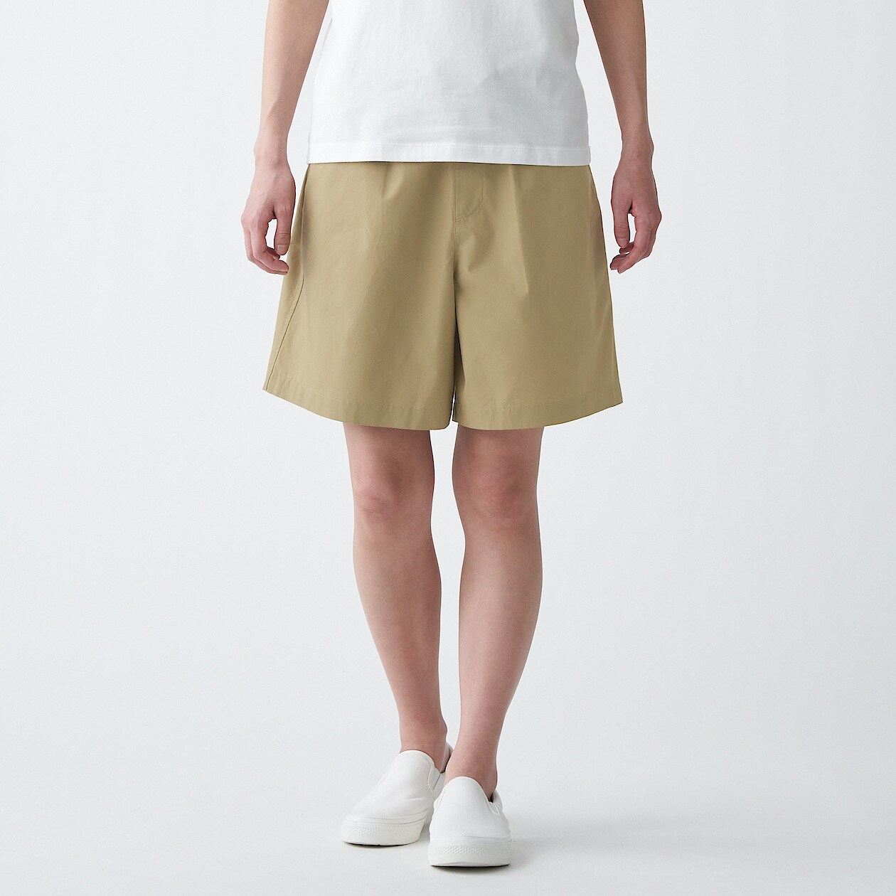 インド綿洗いざらしポプリンショートパンツ 婦人ｌ ベージュ パンツ 婦人 レディース 通販 無印良品