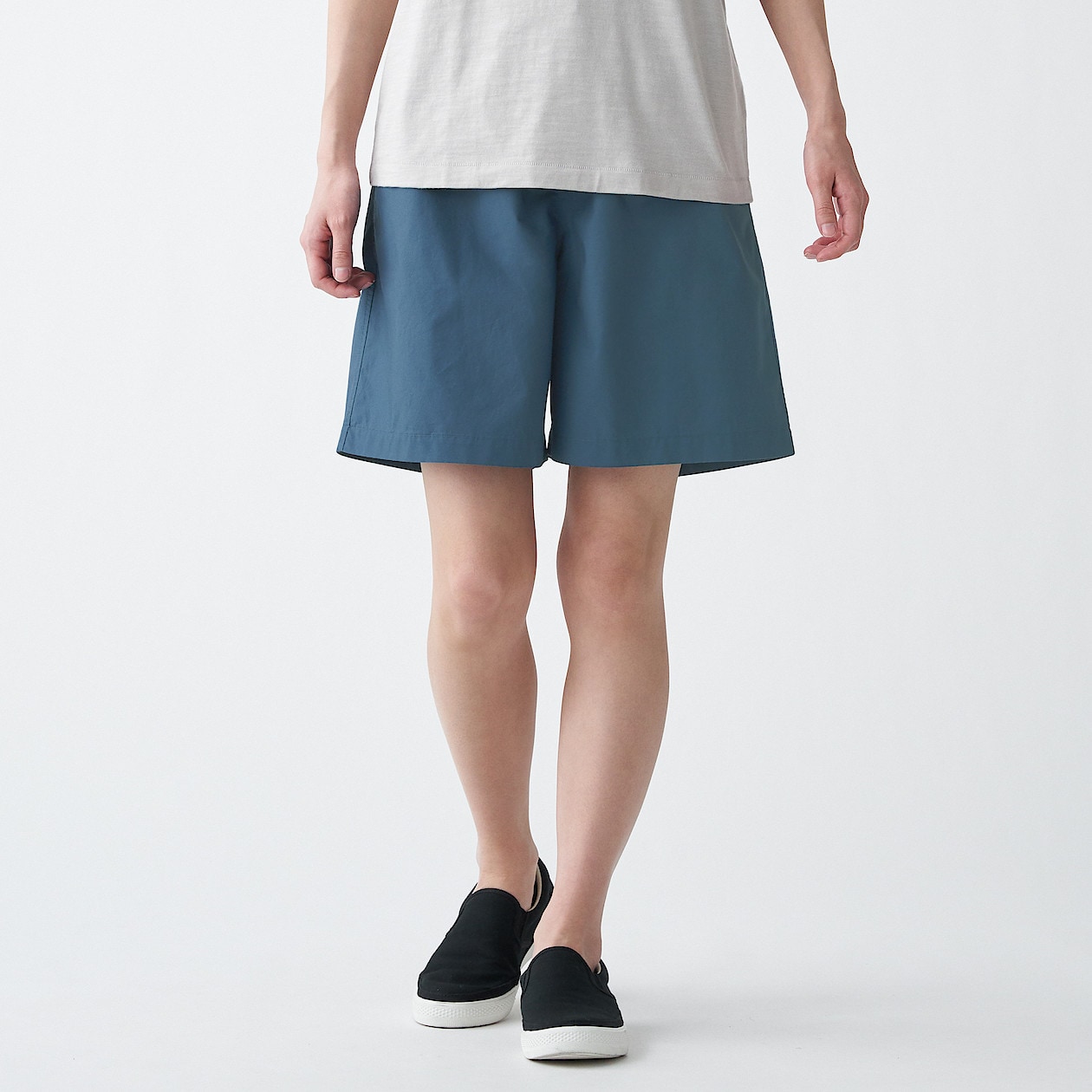 インド綿洗いざらしポプリンショートパンツ 婦人ｍ スモーキーブルー パンツ 婦人 レディース 通販 無印良品