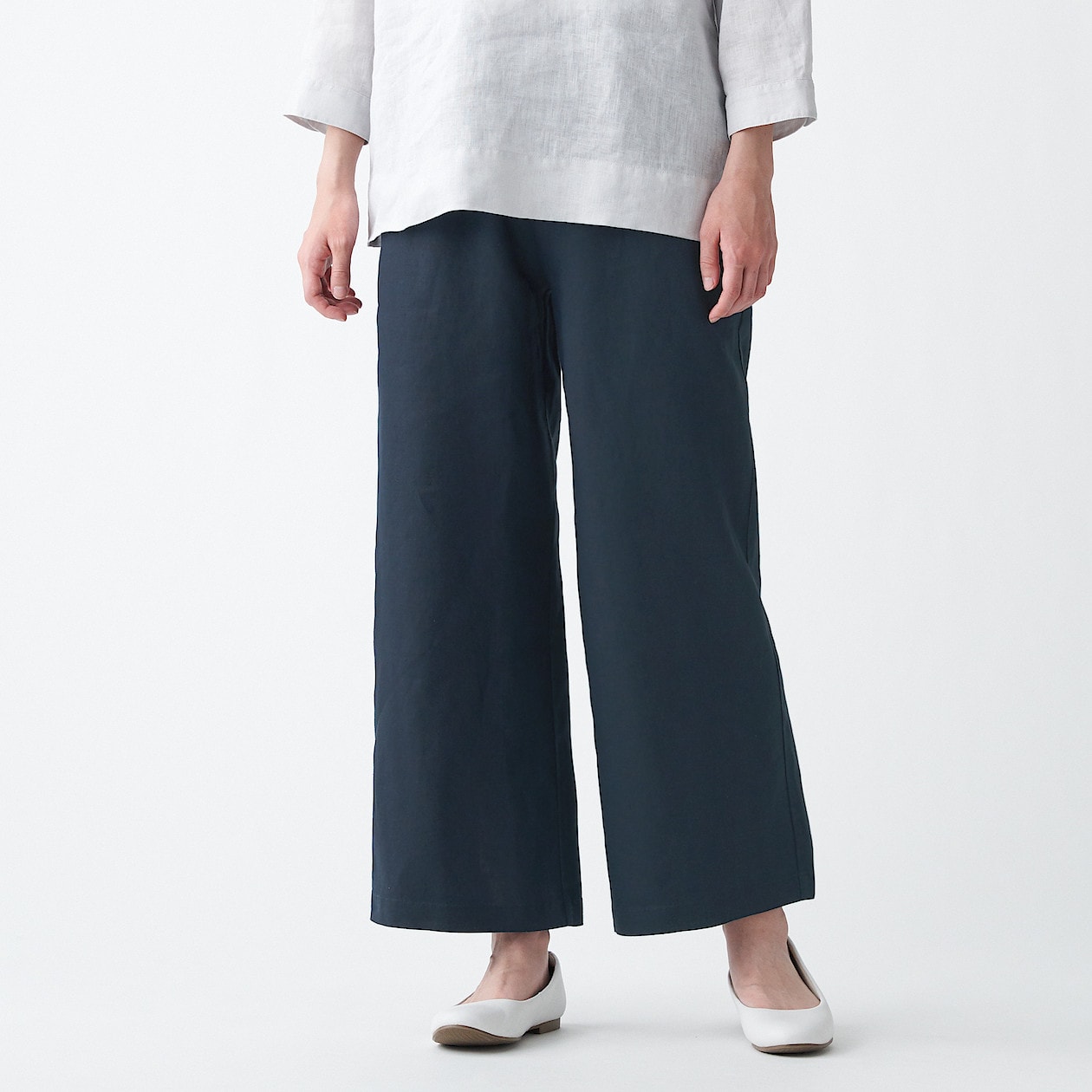 フレンチリネンストレートパンツ 婦人ｍ ダークネイビー パンツ 婦人 レディース 通販 無印良品