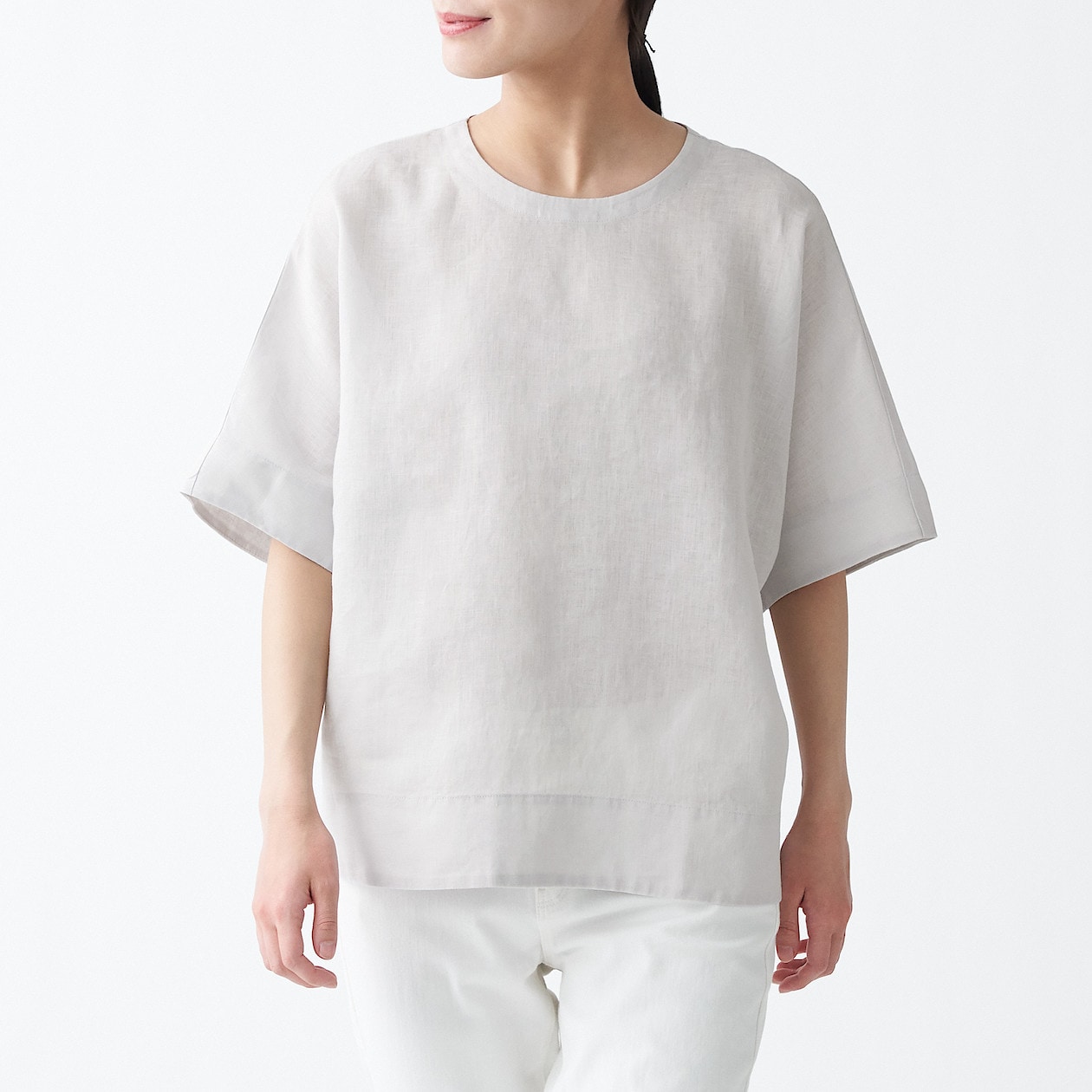 オーガニックリネン洗いざらし半袖ブラウス 婦人ｍ ｌ シルバーグレー シャツ ブラウス 半袖 婦人 レディース 通販 無印良品