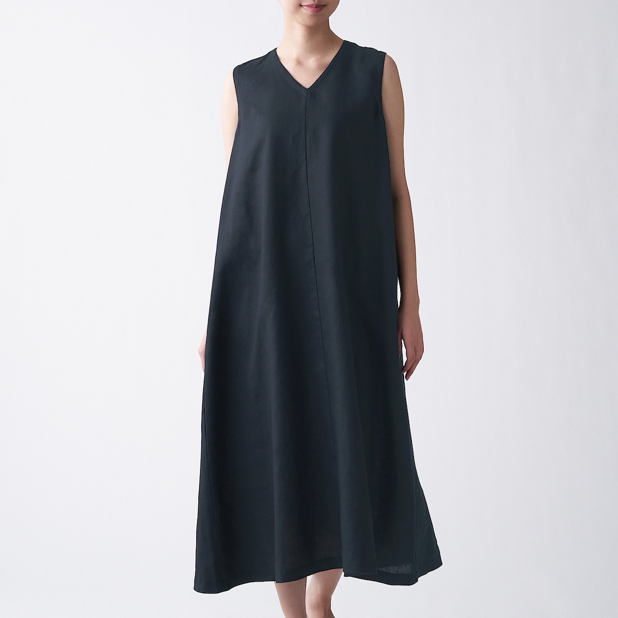 フレンチリネン洗いざらしスリーブレスワンピース 婦人ｓ 黒 通販 無印良品