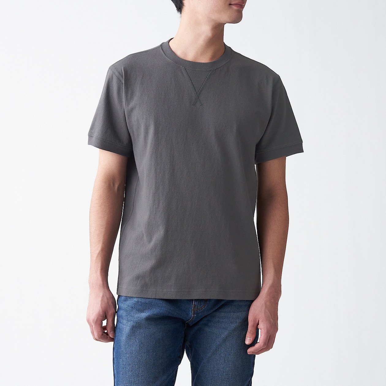 太番手天竺編みガゼット付ｔシャツ 紳士ｌ ダークグレー ｔシャツ カットソー 半袖 紳士 メンズ 通販 無印良品