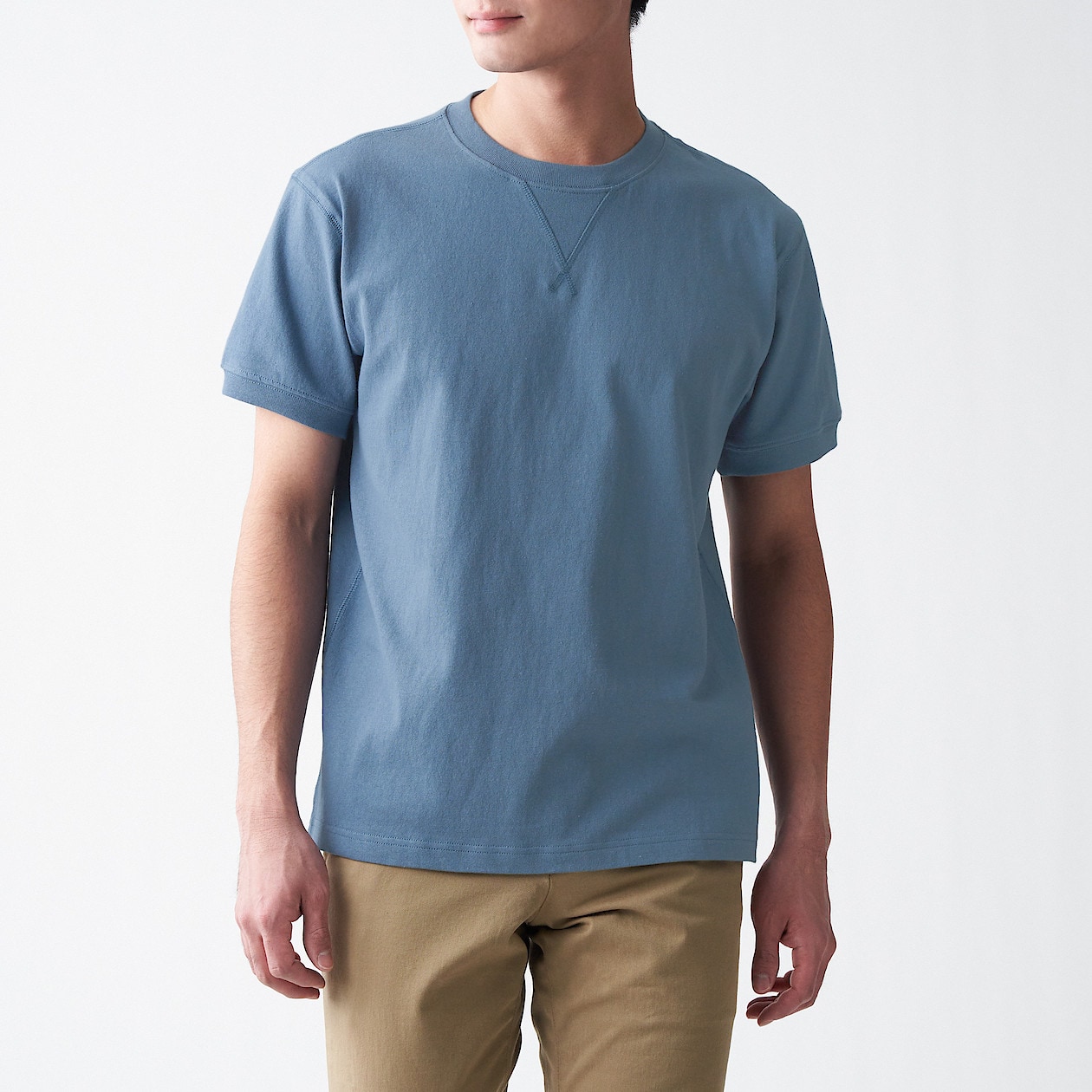 太番手天竺編みガゼット付ｔシャツ 紳士ｓ スモーキーブルー ｔシャツ カットソー 半袖 紳士 メンズ 通販 無印良品