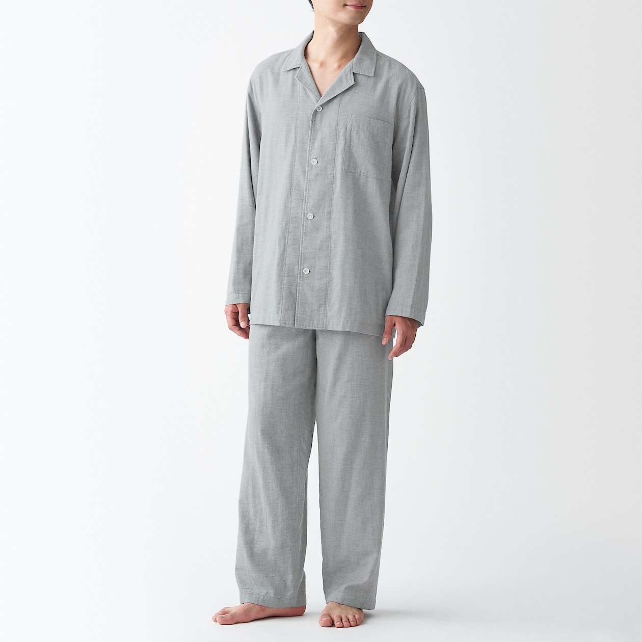 脇に縫い目のない 二重ガーゼパジャマ 紳士ｌ ｘｌ グレー パジャマ 紳士 メンズ 通販 無印良品
